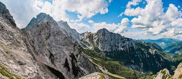 Kamnik-Sattel im Logartal Slowenien Europa Wandern in den Savinja-Alpen und dem slowenischen Berg Beliebter Ort für eine Wanderung im Triglav-Nationalpark Panorama-Banner