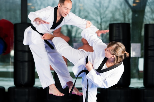 Kampfkunstsporttraining in der Turnhalle