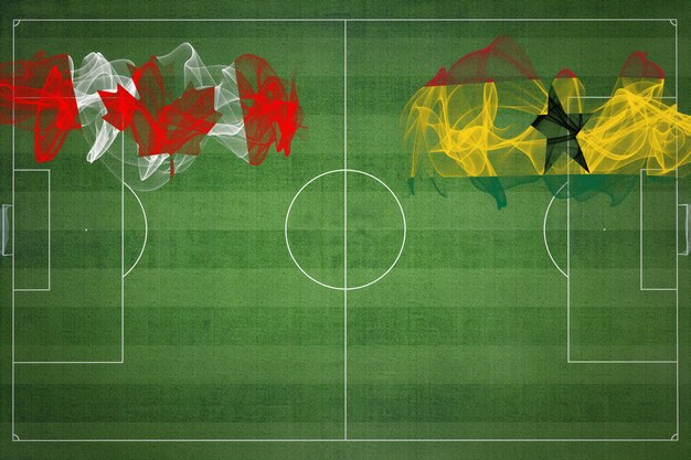 Kanada gegen Ghana Fußballspiel Nationalfarben Nationalflaggen Fußballfeld Fußballspiel Wettbewerbskonzept Kopierraum