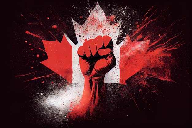 Kanada hob die Faust mit dem Protestkonzept der Pulverexplosionskraft Generative Ai