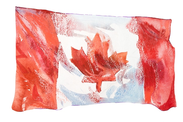 Kanada, kanadische Flagge. Handgezeichnete Aquarellillustration.