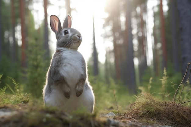 Kaninchen im Wald bei Sonnenuntergang Tier in der Natur