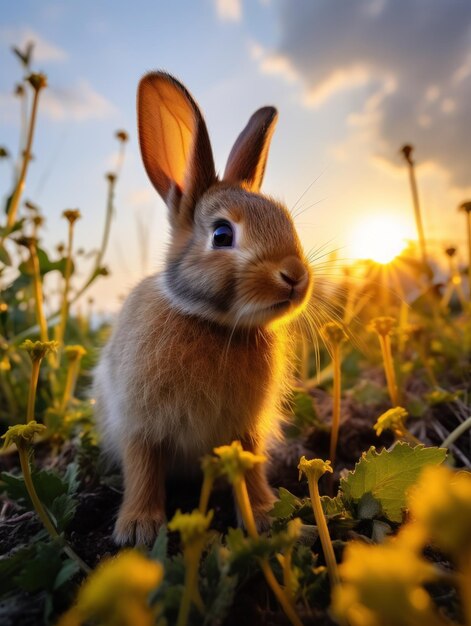 Kaninchen in ihrem natürlichen Lebensraum Wildlife Photography Generative KI