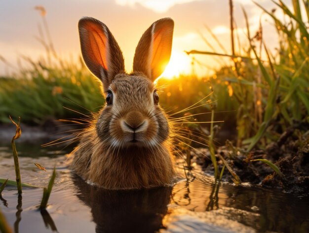 Foto kaninchen in ihrem natürlichen lebensraum wildlife photography generative ki