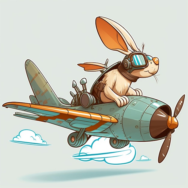 Kaninchen reitet auf einem Flugzeug Vektor-Illustration