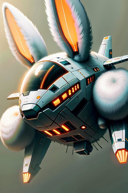 Kaninchen-Technologie-Armee-Luftfahrzeug-Kaninchen-Soldat-fliegendes Flugzeug-Science-Fiction-Hubschrauber