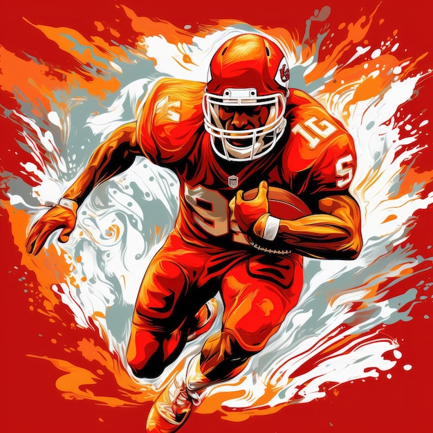 Kansas City Chiefs desencadeando o realismo de desenhos animados no campo de futebol com fundos Splash e Cli