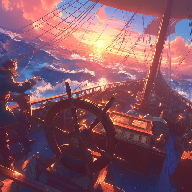 Kapitäne Sonnenuntergang auf hoher See