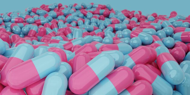 Kapseln und Pillen auf medizinischem Hintergrund