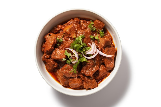 karahi de carne isolada em golpe