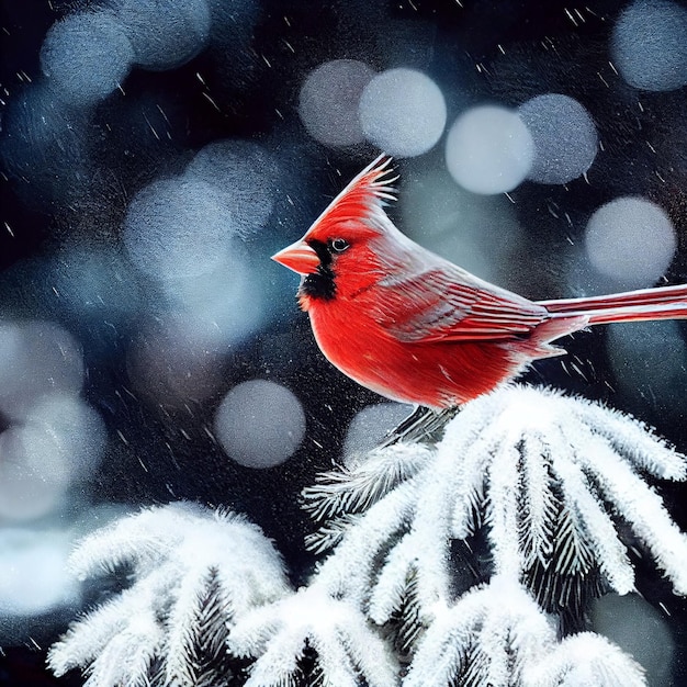 Kardinal In Schneebedeckten Wäldern