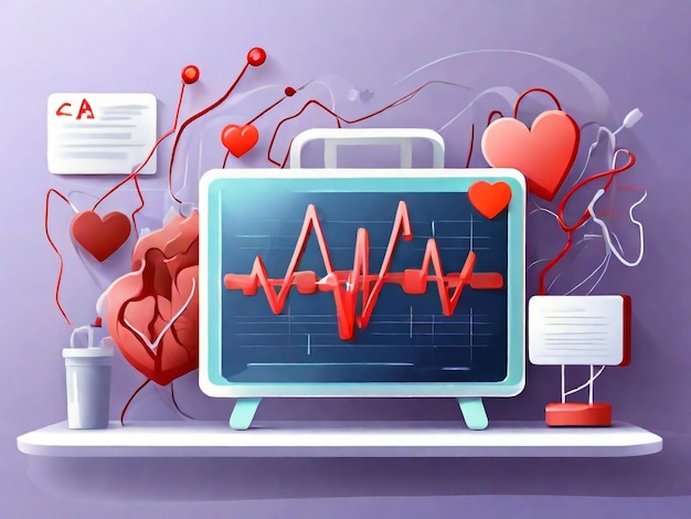 Kardiologie Klinik Krankenhausabteilung gesundes Herz Herz-Kreislauf-Prävention Gesundheitswirtschaft Idee Designelement Elektrokardiogramm EKG Vektor isoliertes Konzept Metapher Illustration