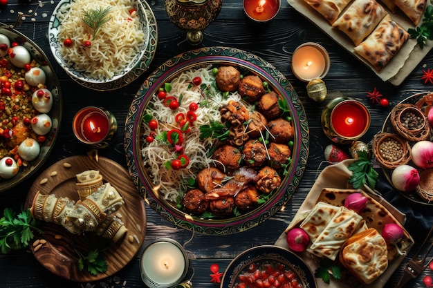 Foto kareem ramadan essen mit ornamenten