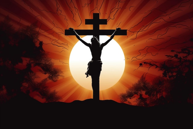 Karfreitag-Hintergrund mit Jesus Christus und Kreuz