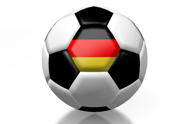 Foto karierter fußball mit nationalflagge deutschlands 3d-darstellung