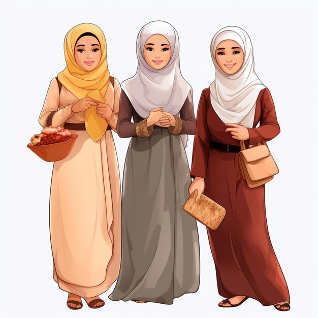 Karikatur muslimische Frauen Ramadan Konzept png weißer Hintergrund