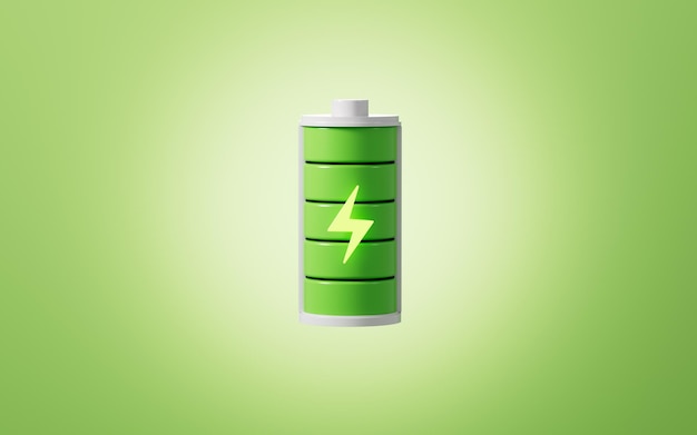 Karikatur vollgeladene Batterie schützen Umwelt Konzept 3D-Rendering