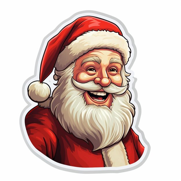 Karikatur-Weihnachtsmann mit Bart und rotem Hut