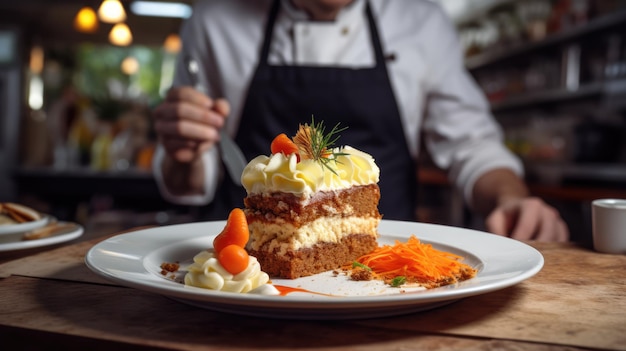 Karottenkuchen ist ein Kuchen, der mit dem Teig vermischte Karotten enthält