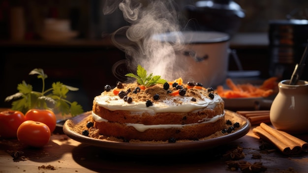Karottenkuchen ist ein Kuchen, der mit dem Teig vermischte Karotten enthält