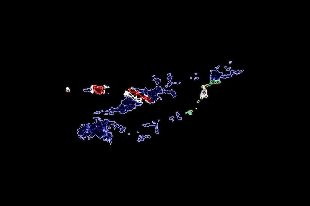 Karte der Britischen Jungferninseln, polygonale Maschenlinienkarte, Flaggenkarte