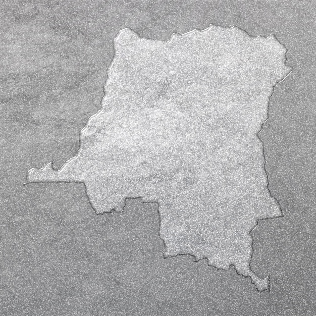 Foto karte der demokratischen republik kongo mit silbernem hintergrund