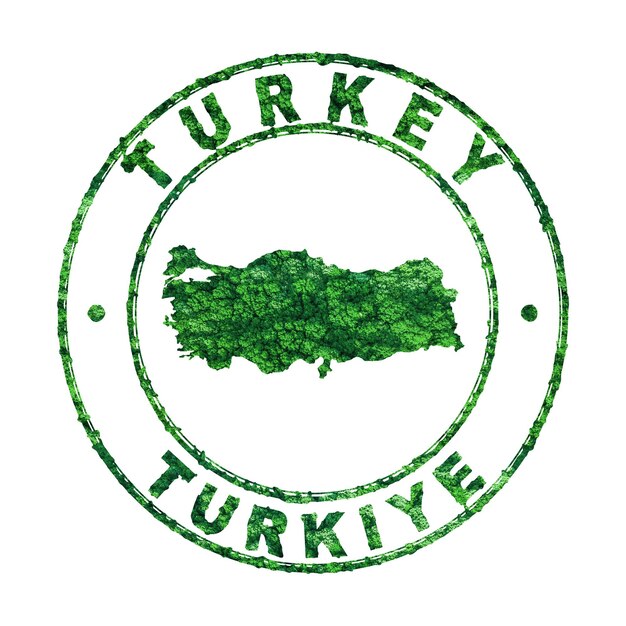 Foto karte der türkischen postmarke nachhaltige entwicklung co2-emissionskonzept
