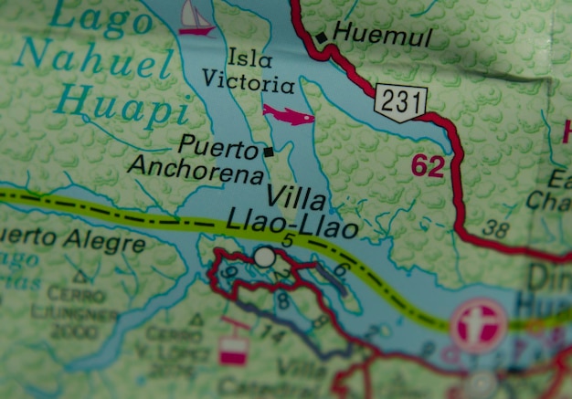Foto karte der villa llao llao in bariloche touristenkarte der argentinischen patagonien