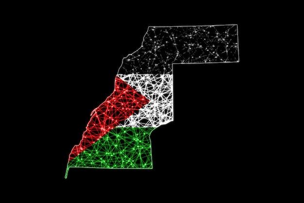 Foto karte der westsahara. polygonale netzlinienkarte