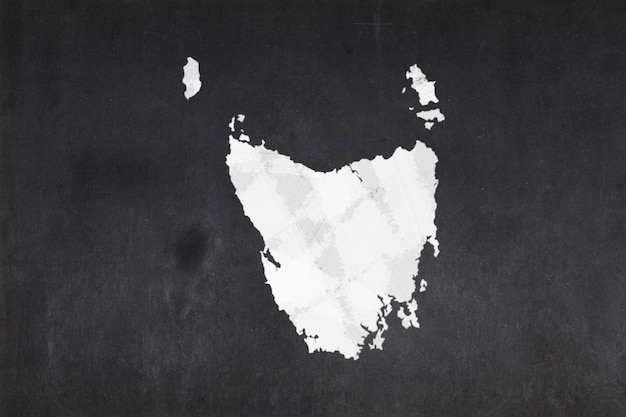 Karte des Bundesstaates Tasmanien auf einer Tafel gezeichnet
