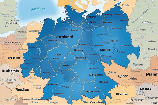 Karte Deutschlands mit den wichtigsten Städten in blau