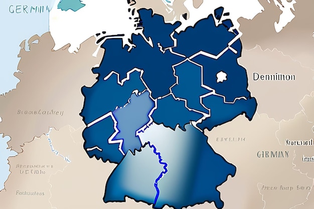 Foto karte deutschlands mit den wichtigsten städten in blau