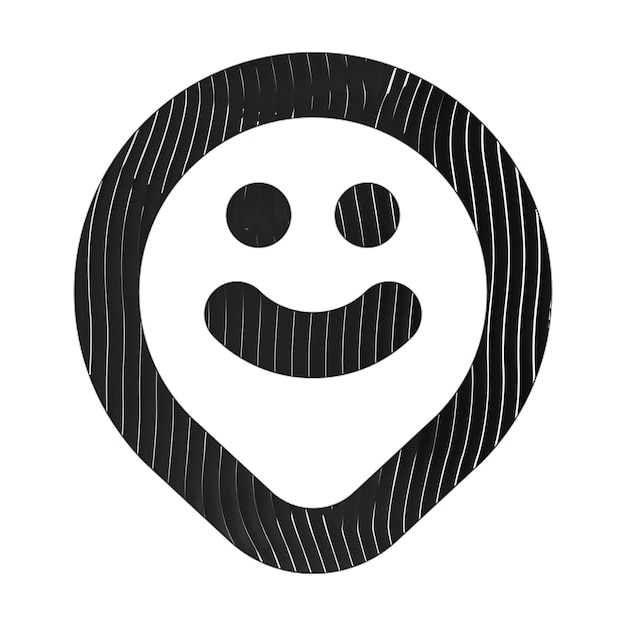 Karte Markierung Lächeln Symbol schwarze weiße Linien Textur