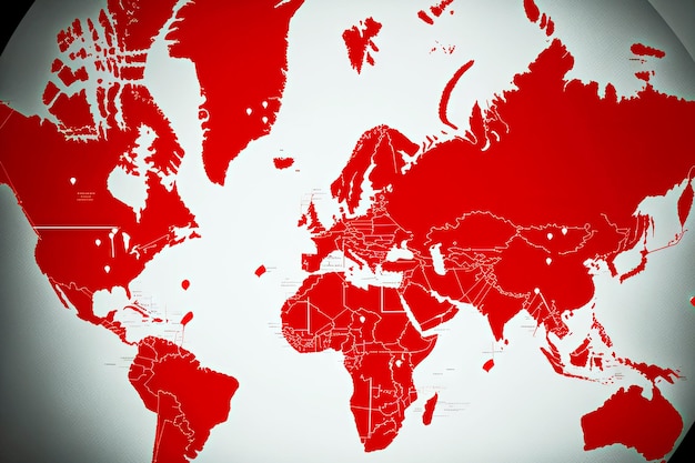 Karte mit Standortpins und rot markierten Flughäfen