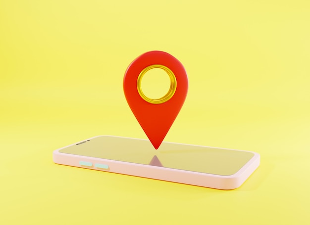 Karte Pinpoint Symbol Ort Standort Design Stil modernes Symbol auf dem Bildschirm Smartphone 3D-Rendering