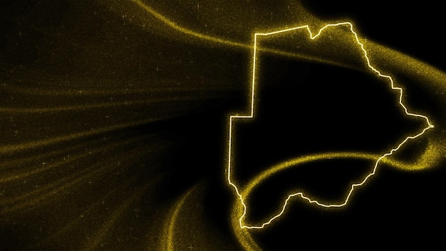 Karte von Botswana, Goldglitterkarte auf dunklem Hintergrund