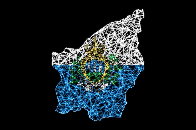 Karte von San Marino, polygonale Maschenlinienkarte, Flaggenkarte