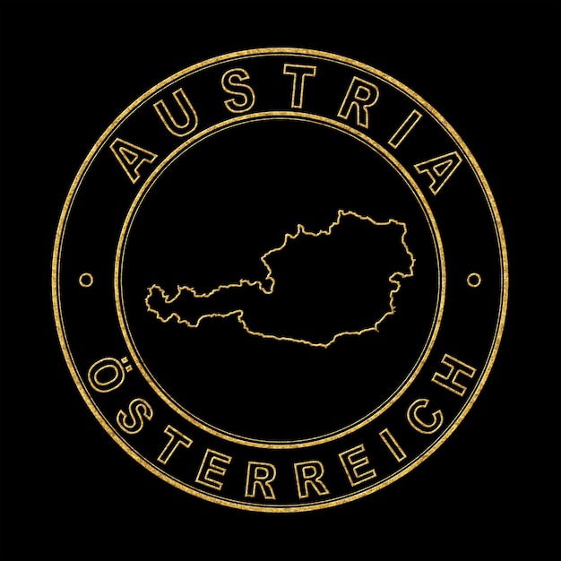 Karte von Österreich Goldener Stempel schwarzer Hintergrund