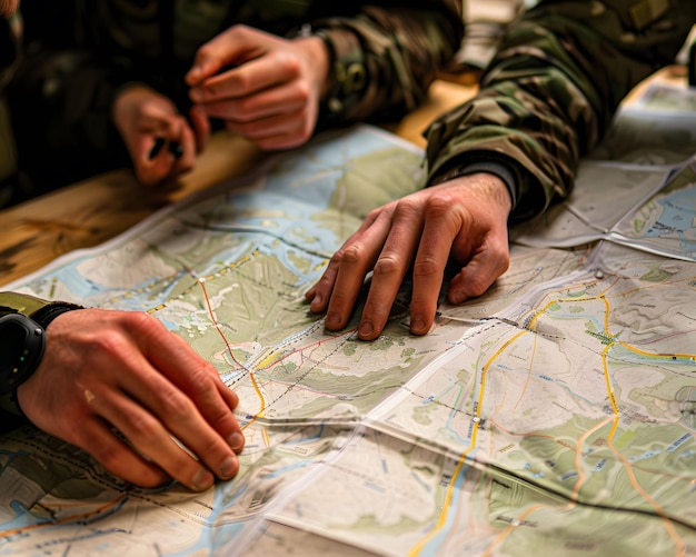 Karten und Markierungen für die militärische Strategieplanung