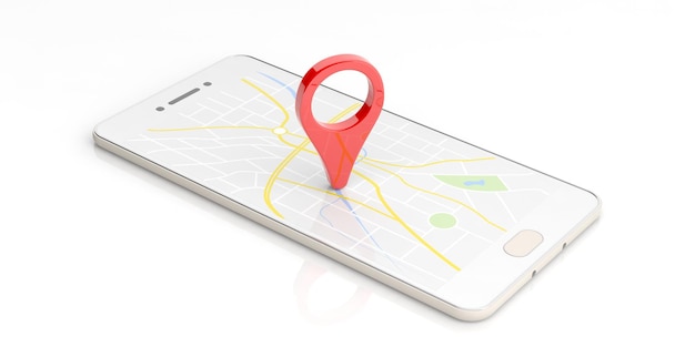 Kartenzeigerposition auf einer Smartphone-3D-Darstellung