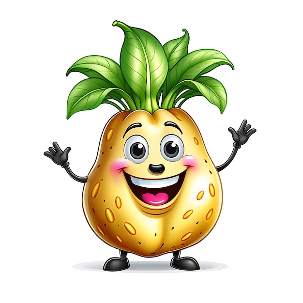 Kartoffel-Gemüse-Charakter-Maskottchen auf weißem Hintergrund
