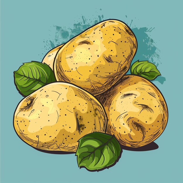 Kartoffel-Handgezeichneter Zeichentrick-Sketch-Kunststil-Illustration
