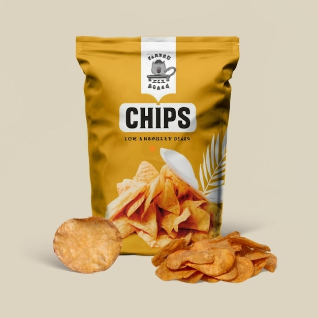 Kartoffelchips, die auf Feuer verbrennen, isolierte Verpackungen, Chips mit Chilischoten und Paprika