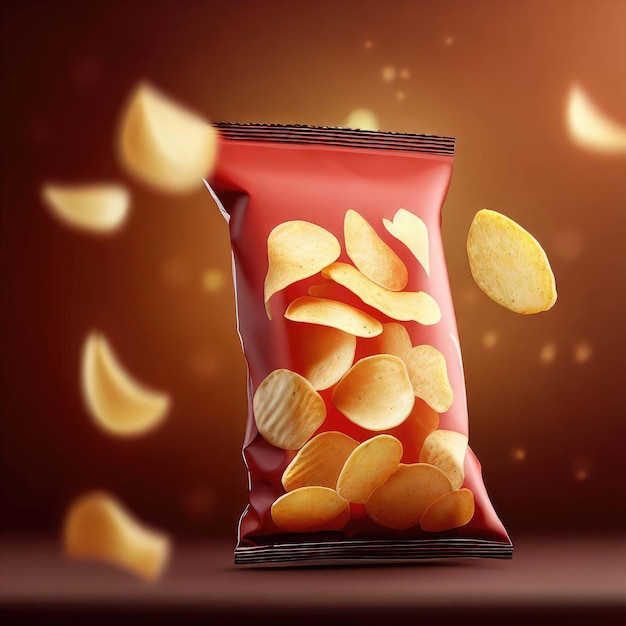 Kartoffelchips mit fliegenden Chips