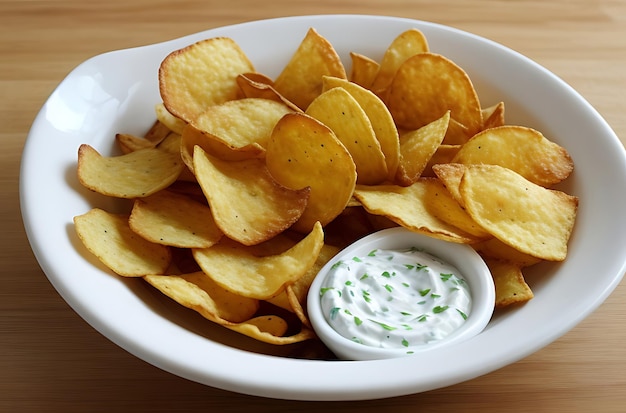 Kartoffelchips mit Zwiebeldip