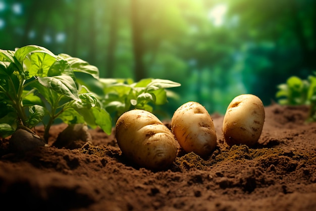 Kartoffeln in den Boden pflanzen Kartoffeln anbauen KI generiert