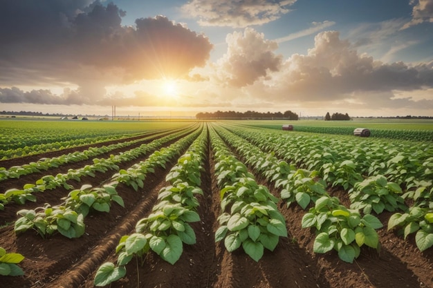 Kartoffelpflanzen wachsen auf einem Feld