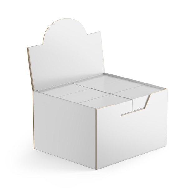 Karton-Display-Standbox-Mockup 3D-Rendering Isolierter Hintergrund