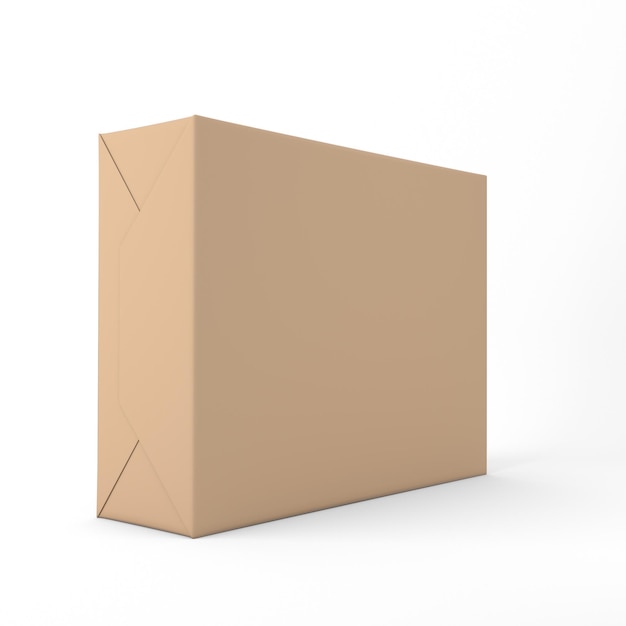 Karton-Geschenk-Box auf der linken Seite im weißen Hintergrund