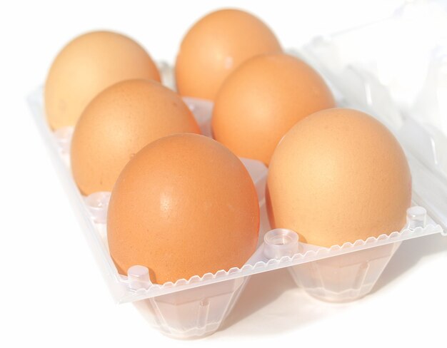 Karton mit sechs Eiern